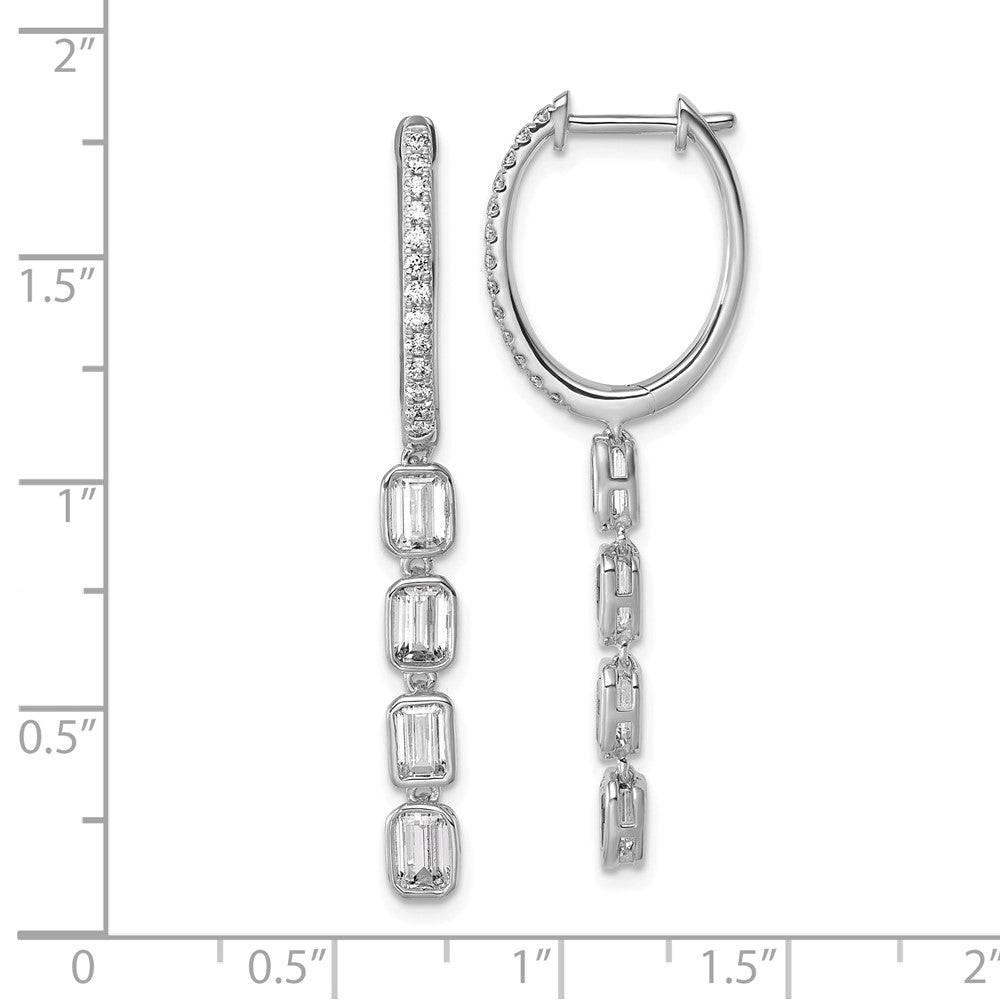True Origin 14K White Gold 1 carat Lab Grown Diamond VS+ F+ Complete Dangle Hoop Earrings