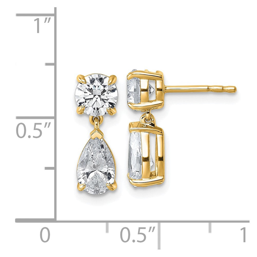 True Origin 14K Yellow Gold 2 7/8 carat Lab Grown Diamond VS+ F+ Complete Post Dangle Earrings