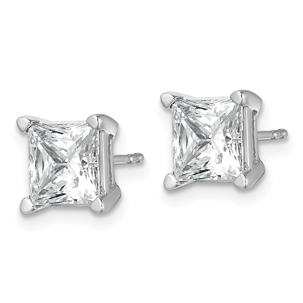 True Origin 14K White Gold 5 carat Lab Grown Diamond VS+ F+ Princess Four Prong Heavy Weight Complete Stud Earrings