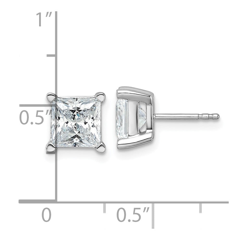 True Origin 14K White Gold 5 carat Lab Grown Diamond VS+ F+ Princess Four Prong Heavy Weight Complete Stud Earrings