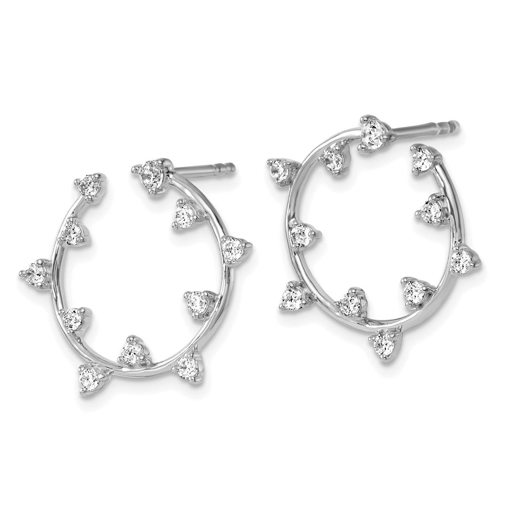 True Origin 14K White Gold 1/2 carat Lab Grown Diamond VS+ F+ Circular Post Complete Earrings