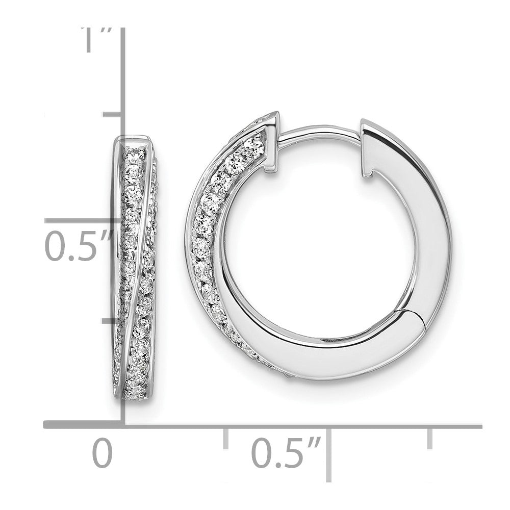 True Origin 14K White Gold 5/8 carat Lab Grown Diamond VS+ F+ Twisted Hinged Hoop Complete Earrings