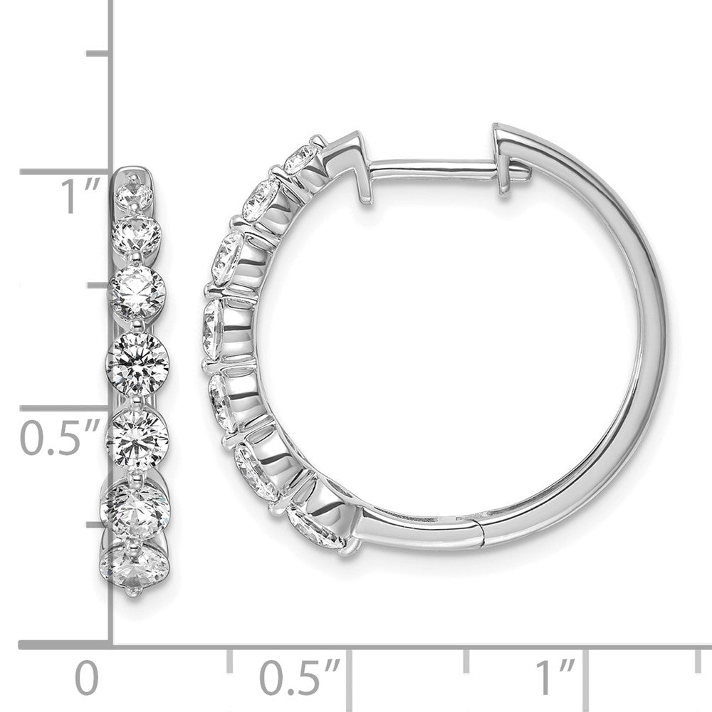 True Origin 14K White Gold 1 5/8 carat Lab Grown Diamond VS+ F+ Hinged Hoop Complete Earrings