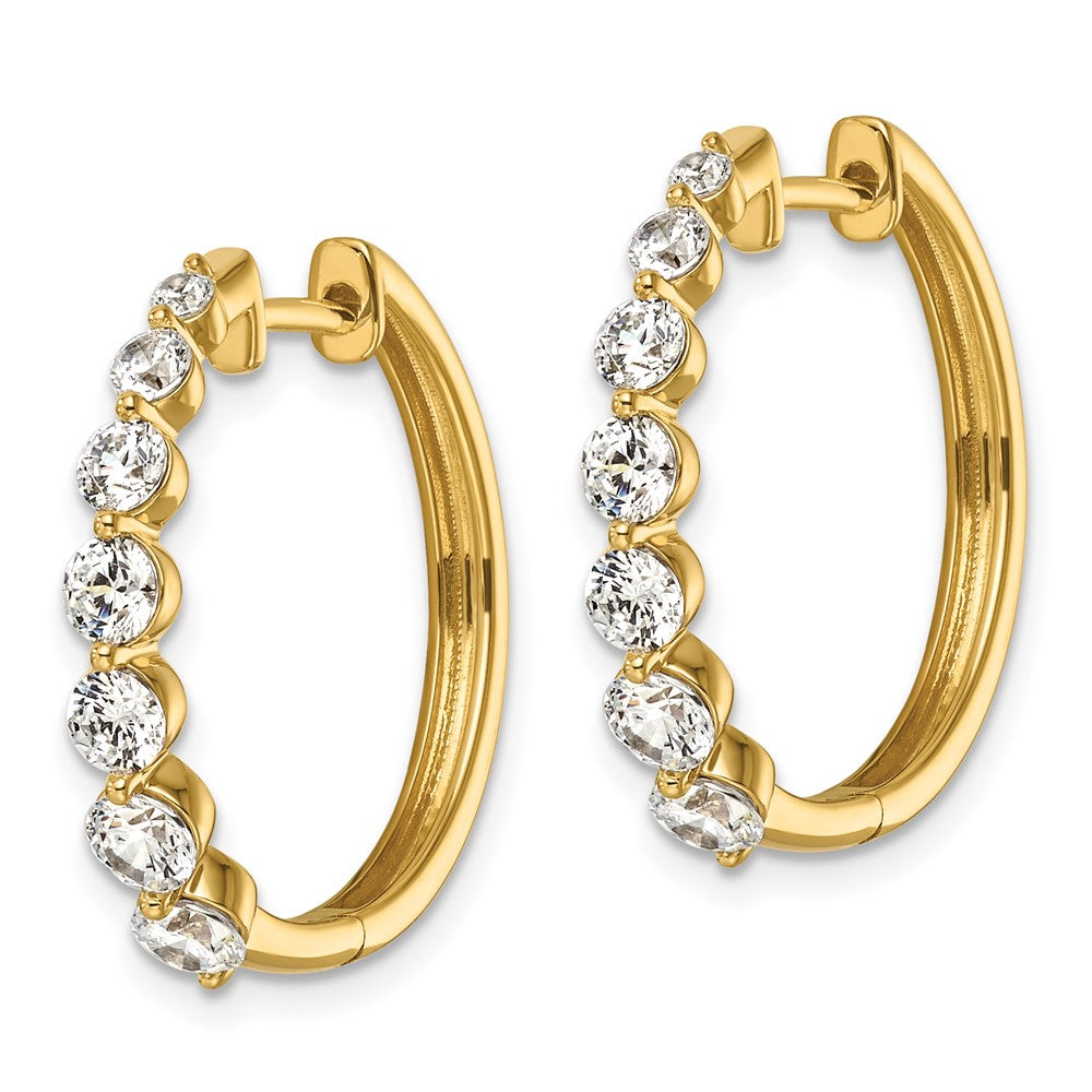 True Origin 14K Yellow Gold 1 5/8 carat Lab Grown Diamond VS+ F+ Hinged Hoop Complete Earrings