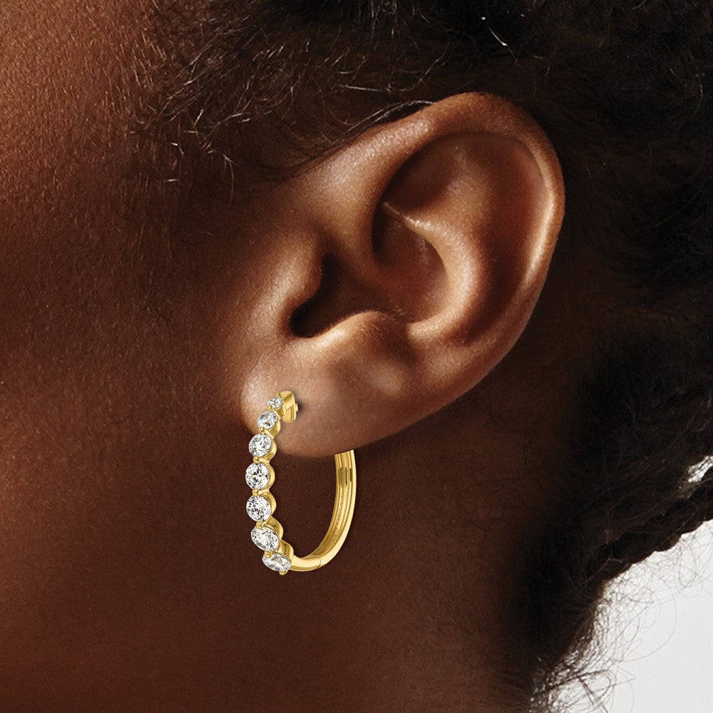 True Origin 14K Yellow Gold 1 5/8 carat Lab Grown Diamond VS+ F+ Hinged Hoop Complete Earrings