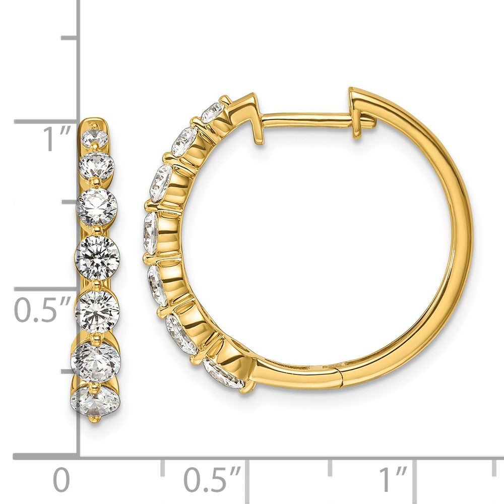 True Origin 14K Yellow Gold 1 5/8 carat Lab Grown Diamond VS+ F+ Hinged Hoop Complete Earrings