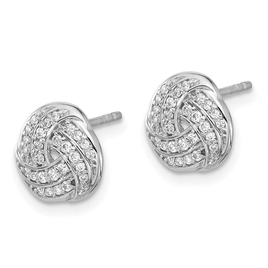 14k White Gold 1/4 carat Lab Grown Diamond VS/SI+ G+ Love Knot Post Earrings