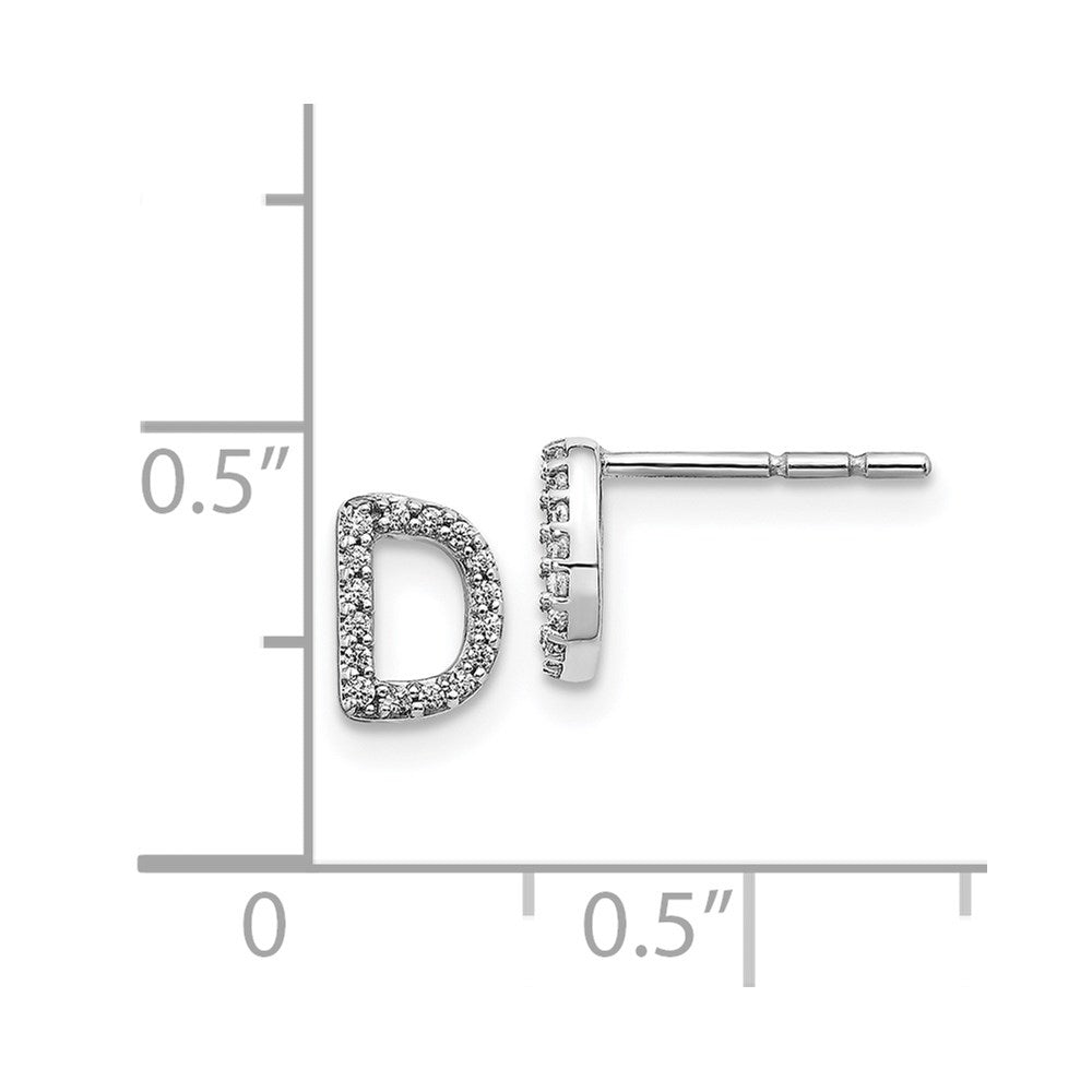 14k White Gold Diamond Initial D Post Earrings