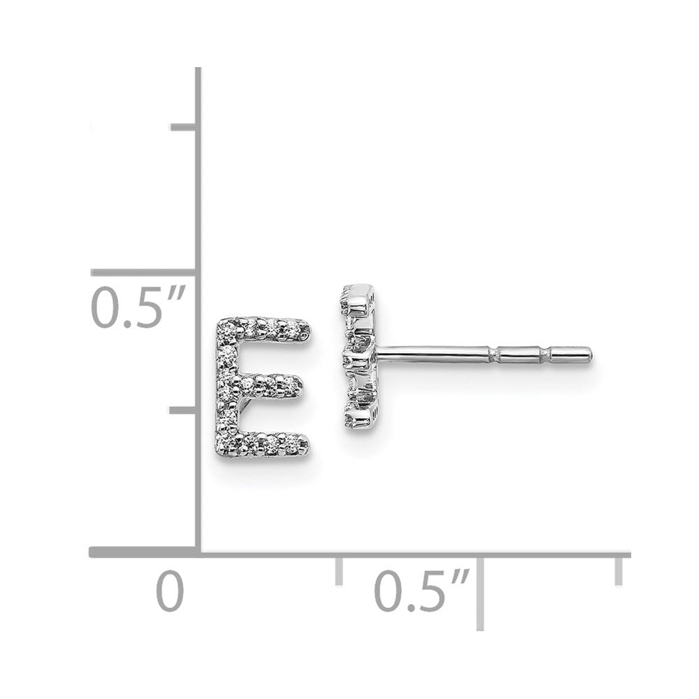 14k White Gold Diamond Initial E Post Earrings