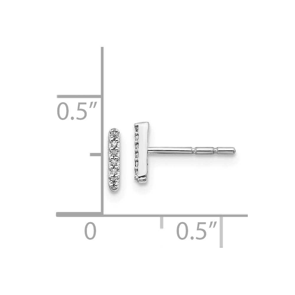 14k White Gold Diamond Initial I Post Earrings