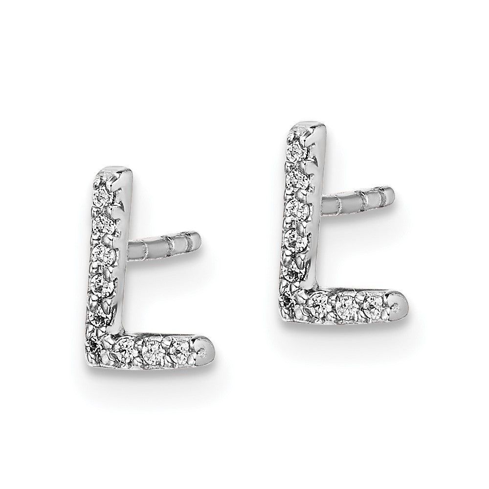 14K White Gold Lab Grown VS/SI+ G+ Dia Letter L Initial Post Earrings