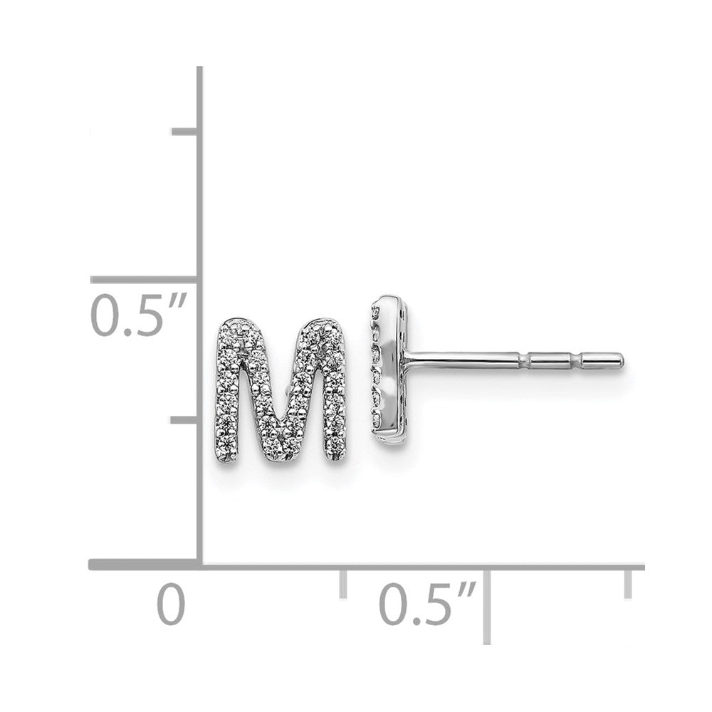 14k White Gold Diamond Initial M Post Earrings