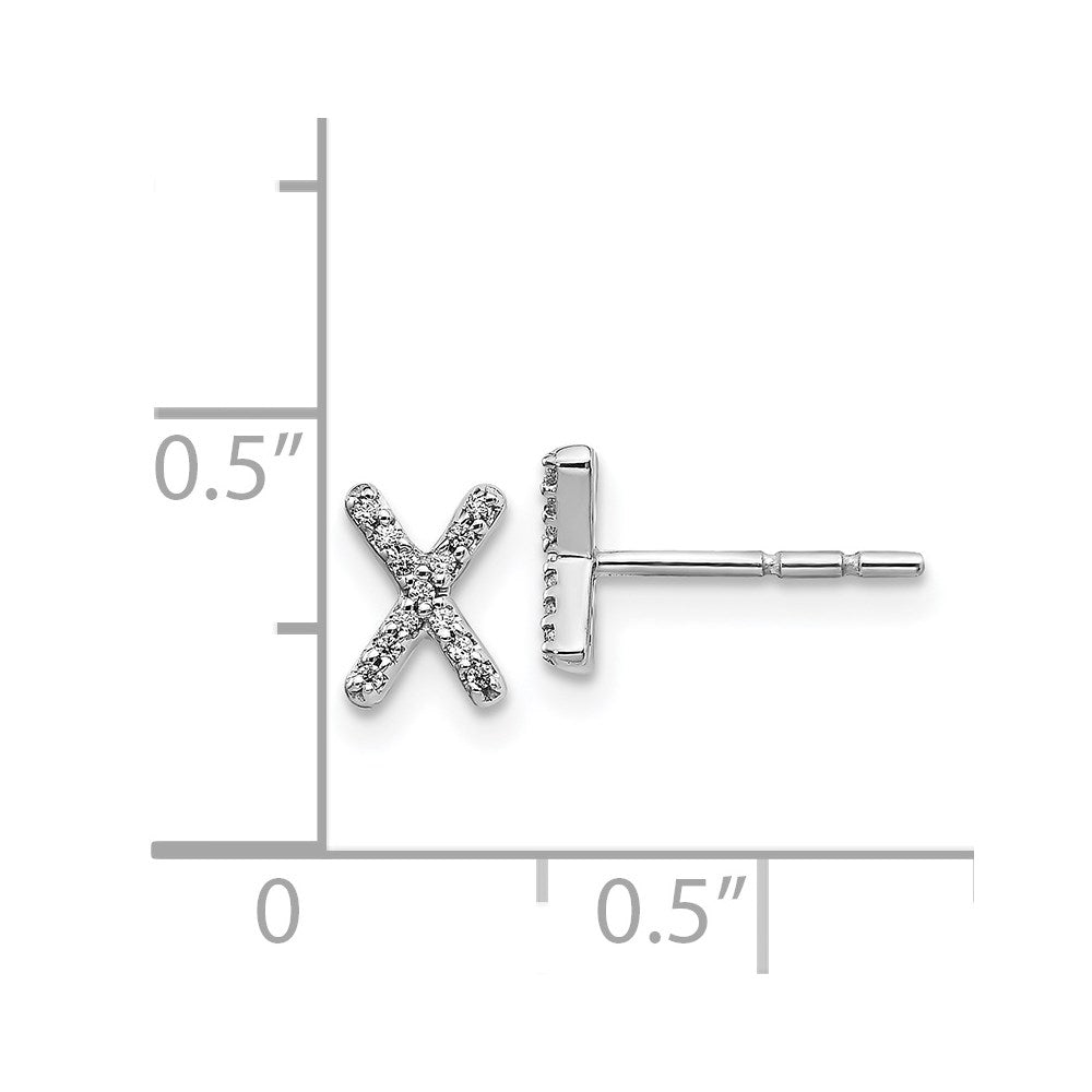 14k White Gold Diamond Initial X Post Earrings