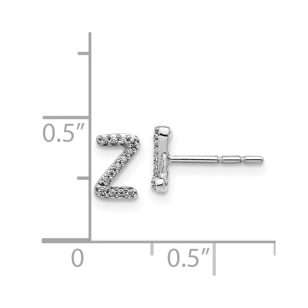 14k White Gold Diamond Initial Z Post Earrings