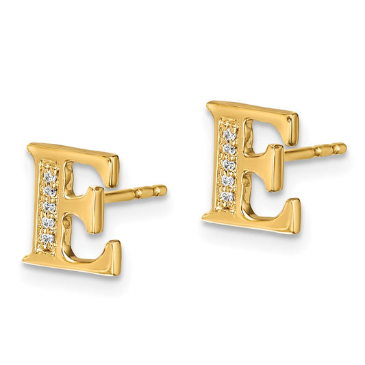 14k Diamond Initial E Post Earrings