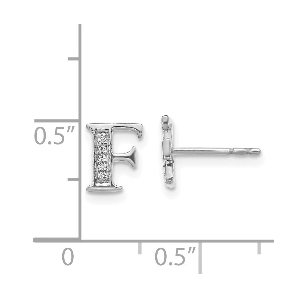 14k White Gold Diamond Initial F Post Earrings