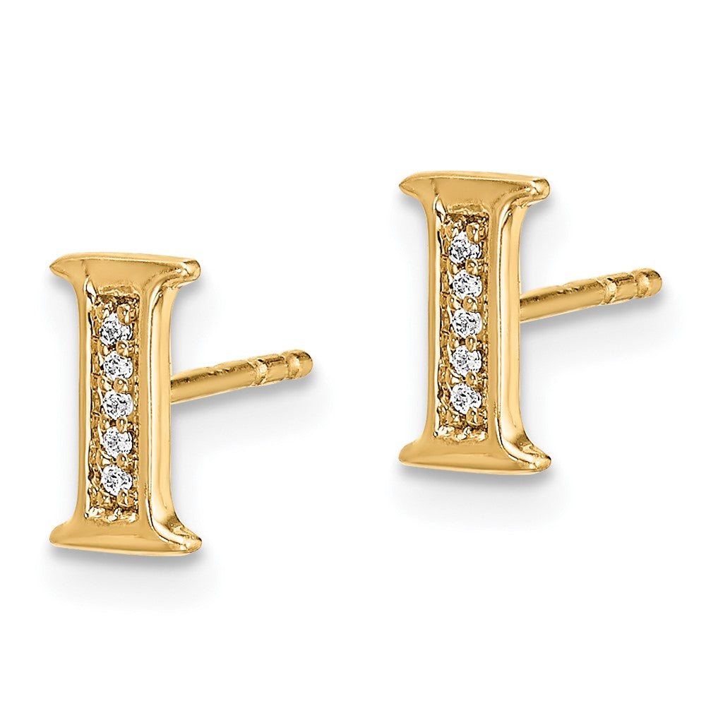 14k Diamond Initial I Post Earrings