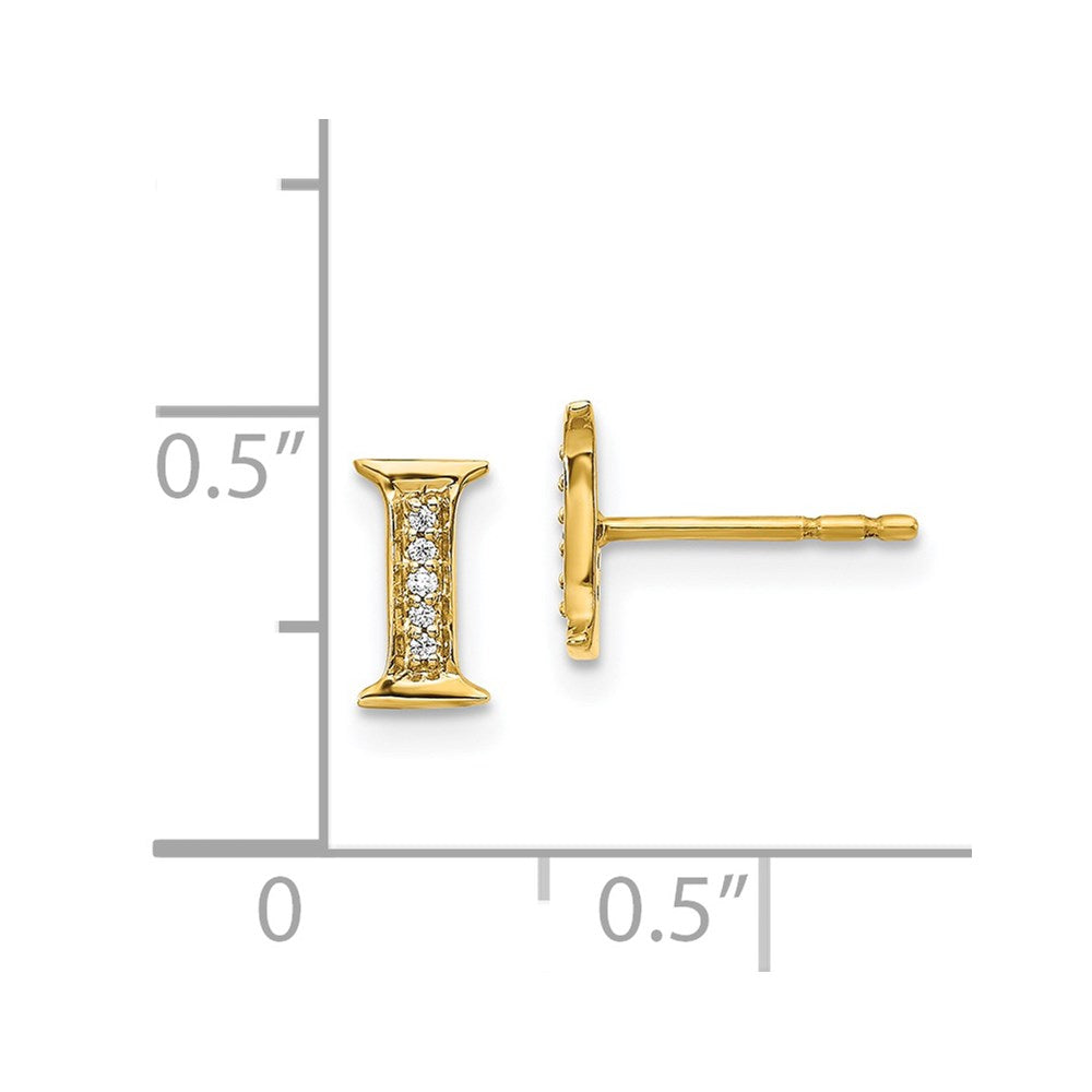 14k Diamond Initial I Post Earrings