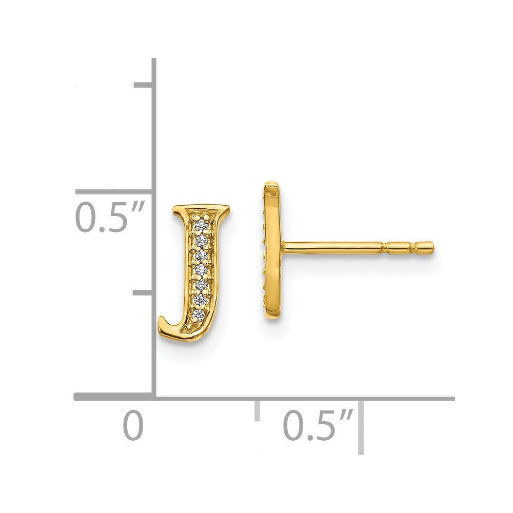14k Diamond Initial J Post Earrings