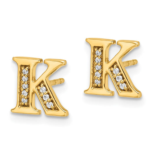 14k Diamond Initial K Post Earrings