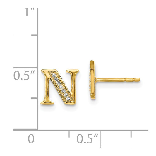 14k Diamond Initial N Post Earrings