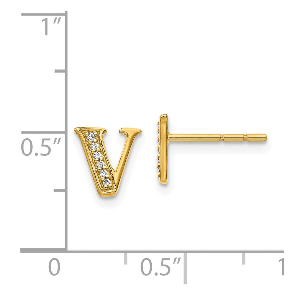 14k Diamond Initial V Post Earrings
