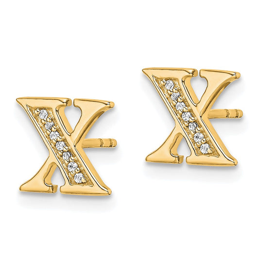 14k Diamond Initial X Post Earrings