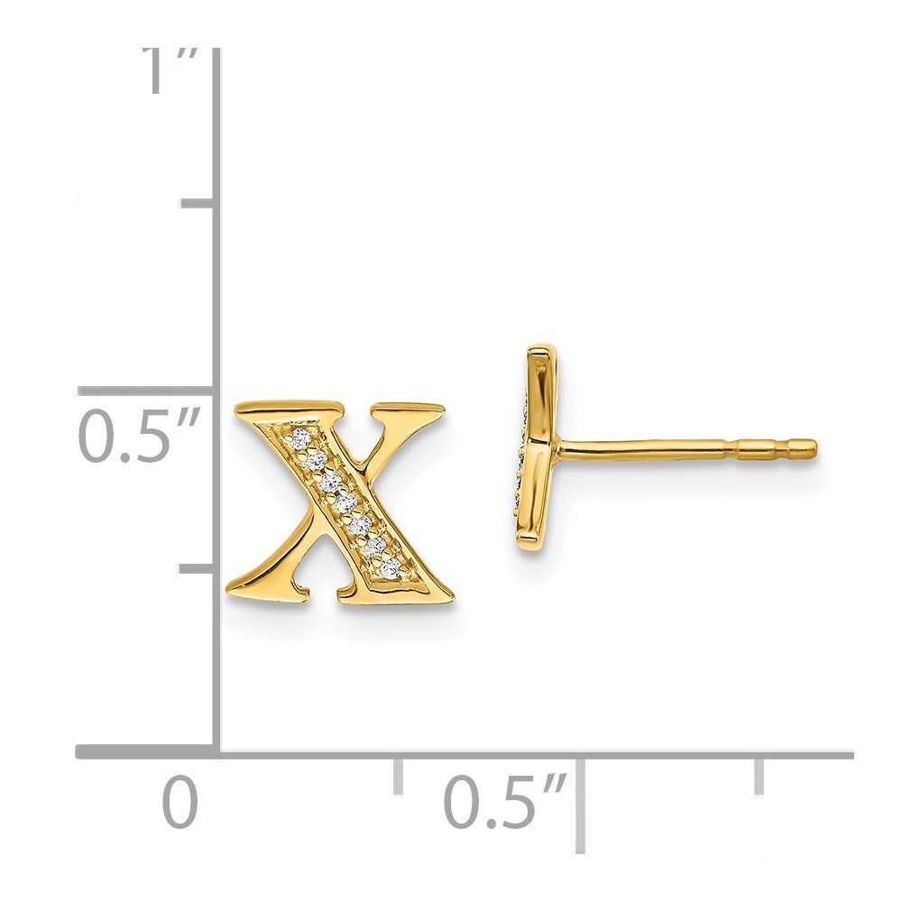 14k Diamond Initial X Post Earrings