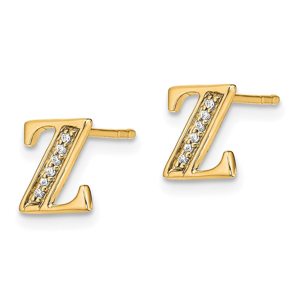 14k Diamond Initial Z Post Earrings