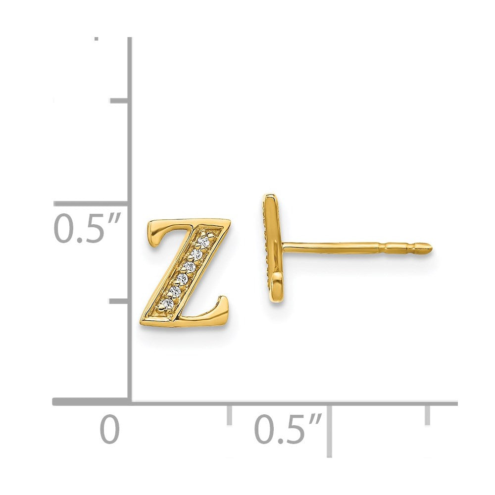 14k Diamond Initial Z Post Earrings
