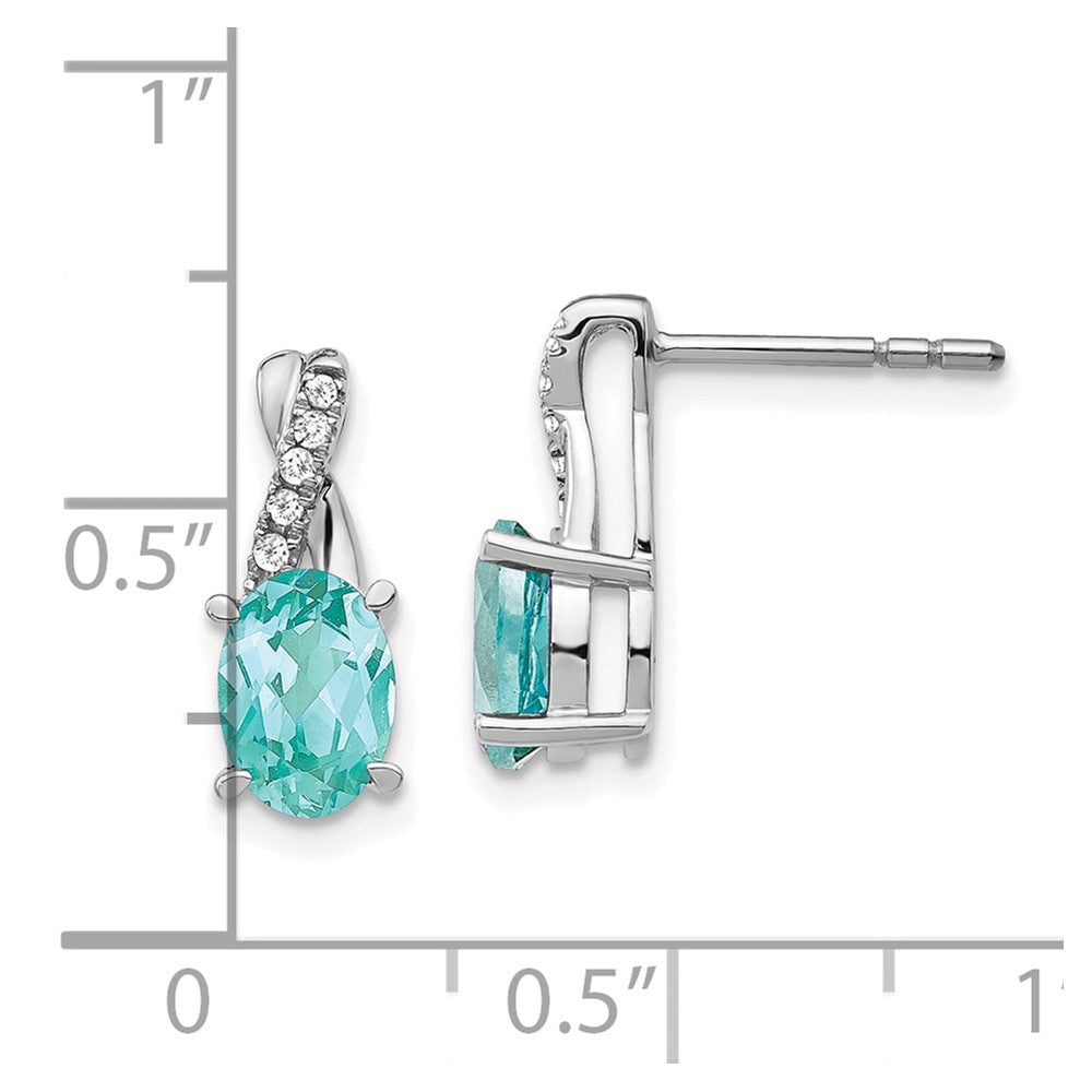 Pure Serenity 14k White Gold 1/20 carat Lab Grown Diamond VS/SI+ G+ and Lab Created Paraiba Post Earrings