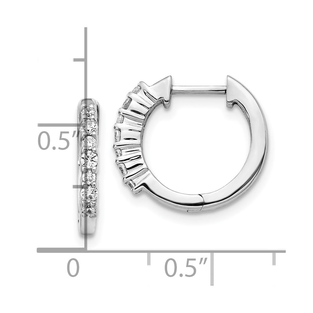 10k White Gold 1/4 carat Diamond Round Hinged Hoop Earrings