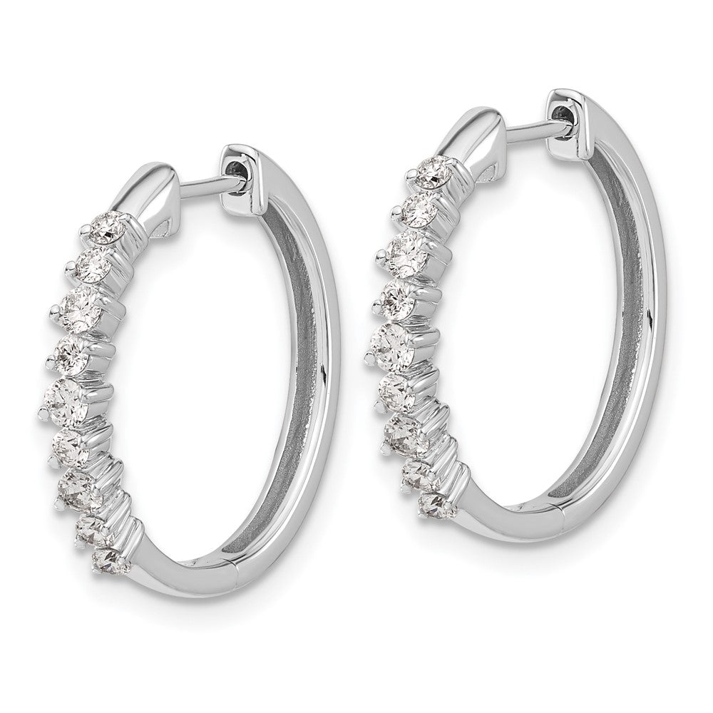 14k White Gold 1/2 carat Lab Grown Diamond VS/SI+ G+ Complete Hinged Hoop Earrings