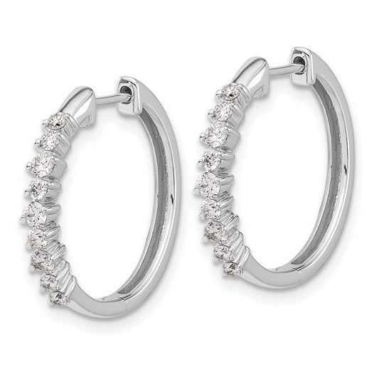 14k White Gold 1/2 carat Lab Grown Diamond VS/SI+ G+ Complete Hinged Hoop Earrings