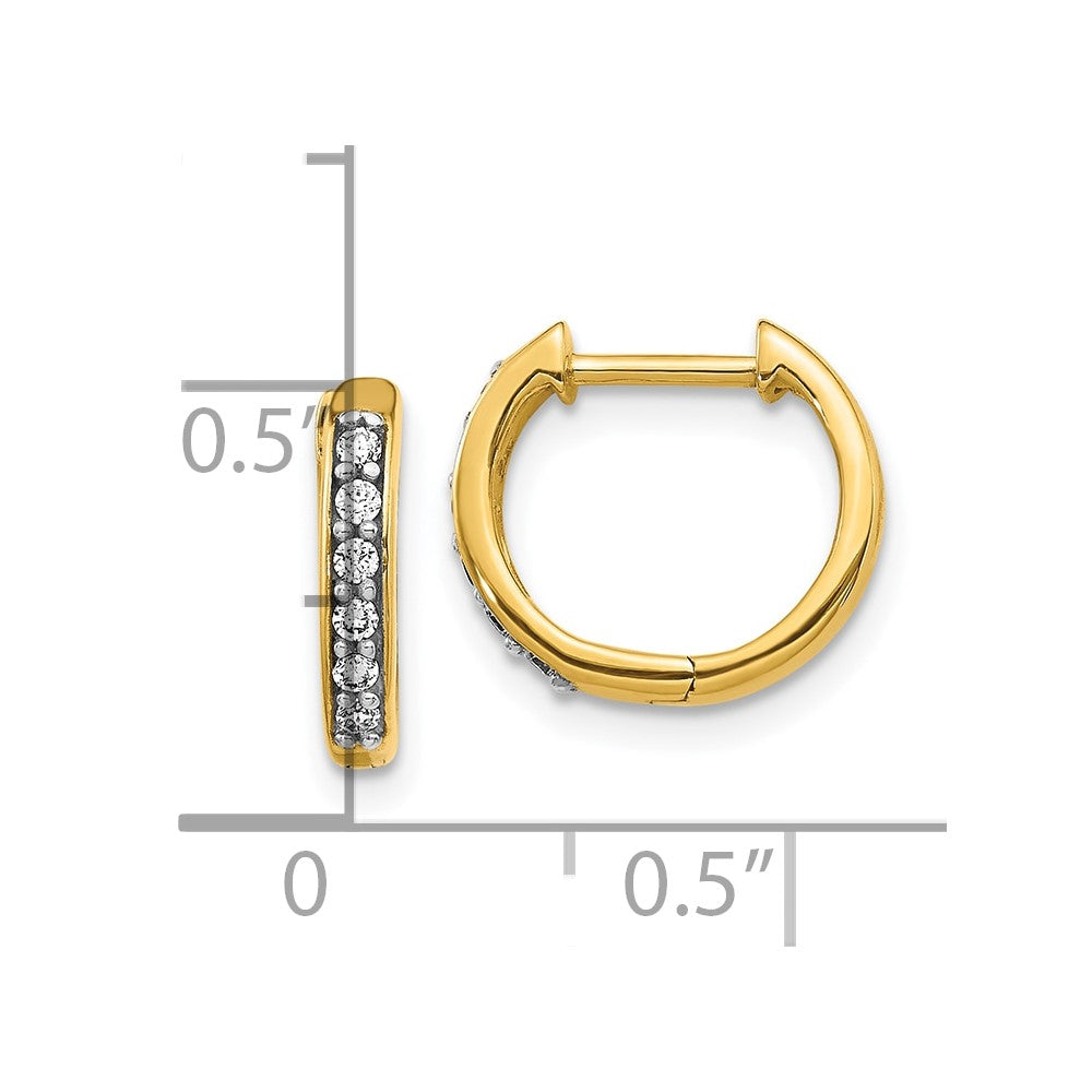 10k 1/8 carat Diamond Round Hinged Hoop Earrings