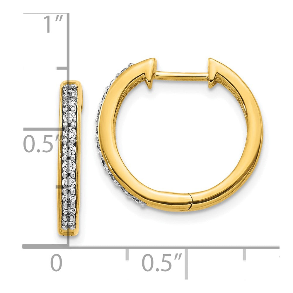 10k 1/4 carat Diamond Round Hinged Hoop Earrings