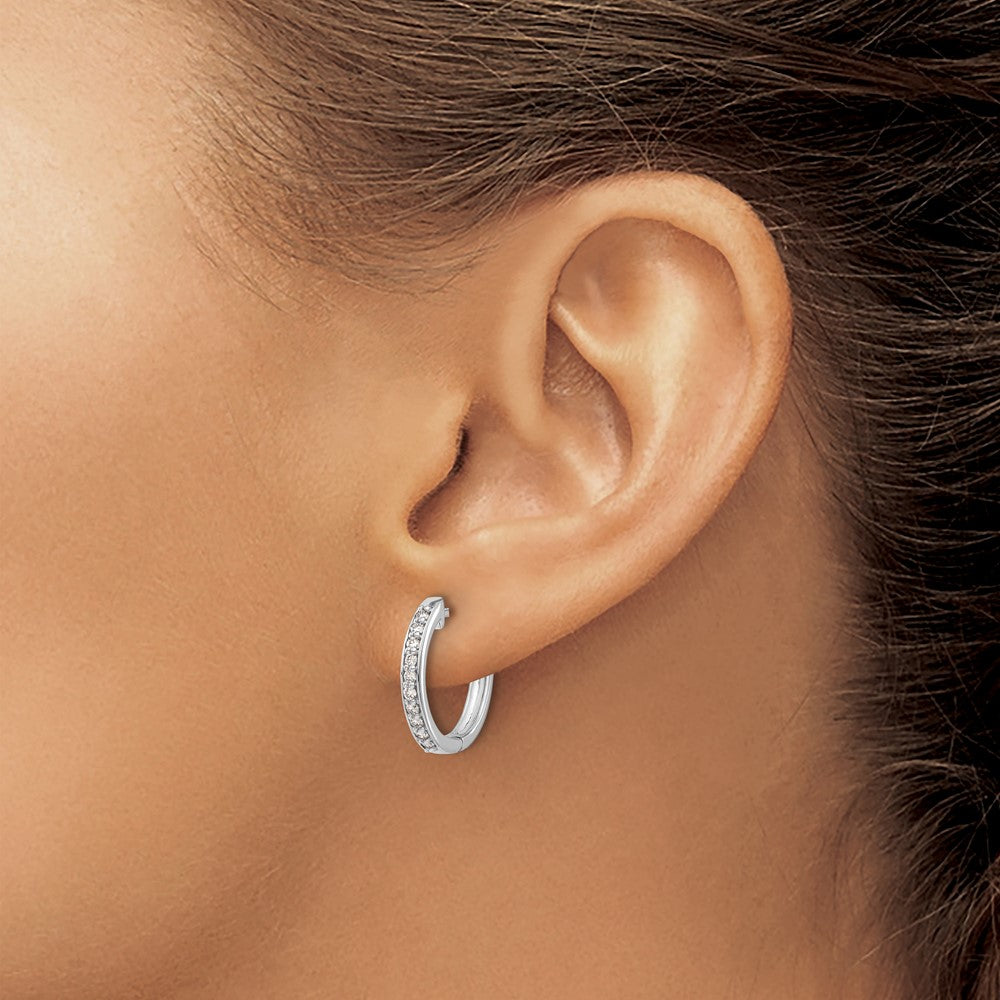 14k White Gold 1/4 carat Lab Grown Diamond VS/SI+ G+ Complete Hinged Hoop Earrings