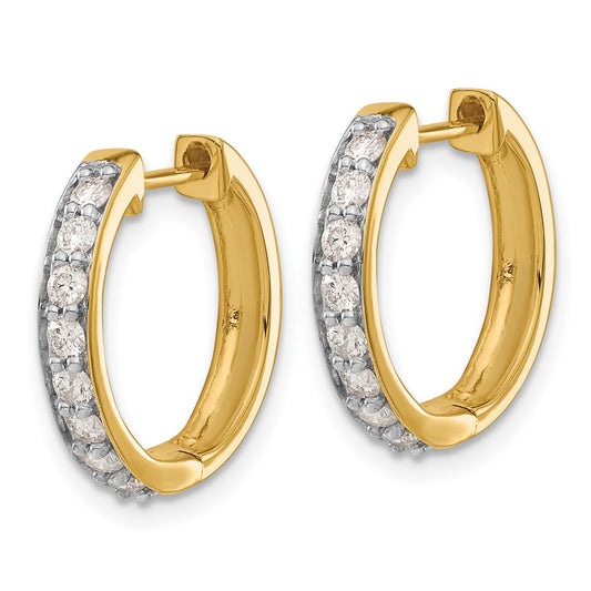10k 1/2 carat Diamond Round Hinged Hoop Earrings