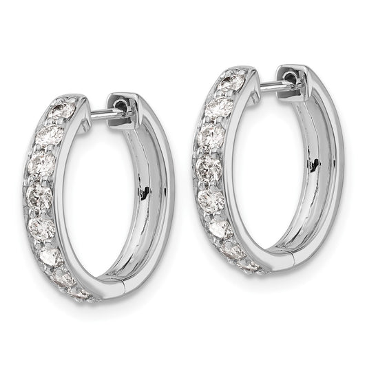 10k White Gold 3/4 carat Diamond Round Hinged Hoop Earrings