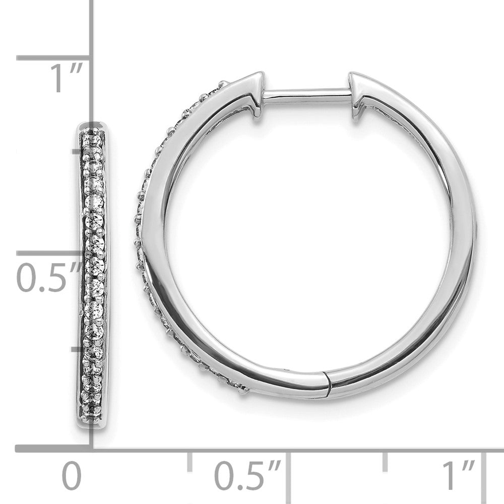 10k White Gold 1/4 carat Diamond Round Hinged Hoop Earrings