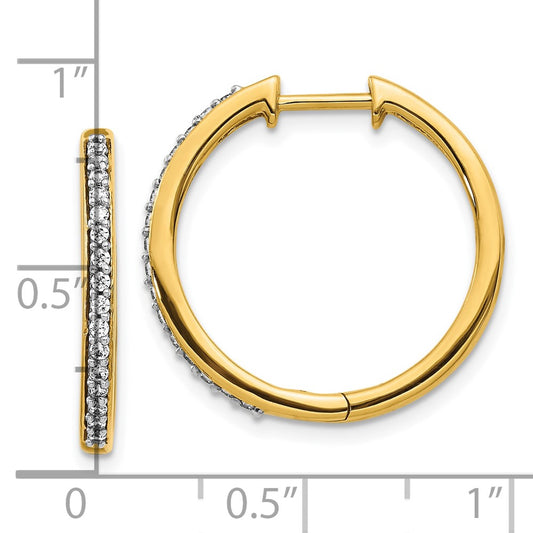 10k 1/4 carat Diamond Round Hinged Hoop Earrings