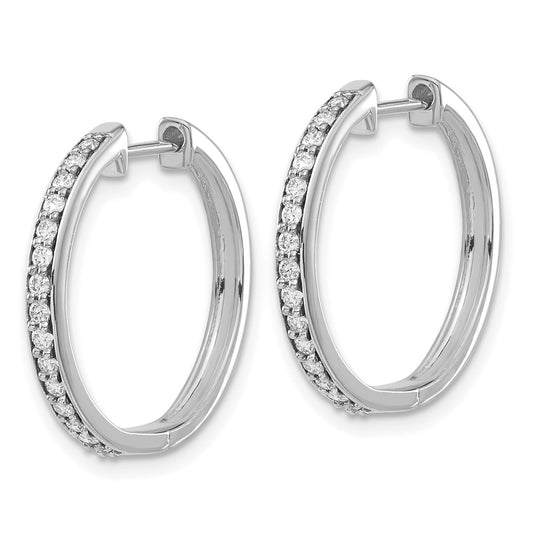 10k White Gold 1/3 carat Diamond Round Hinged Hoop Earrings