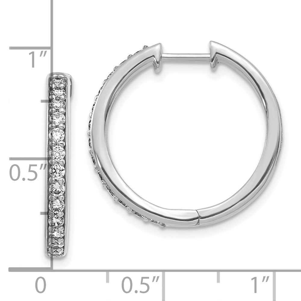10k White Gold 5/8 carat Diamond Round Hinged Hoop Earrings