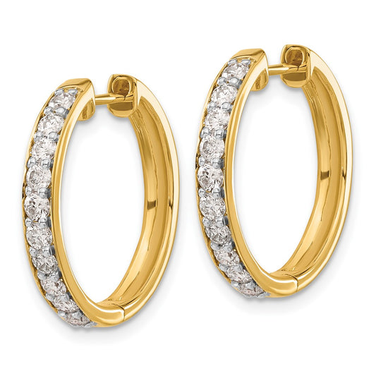 10k 1 carat Diamond Round Hinged Hoop Earrings