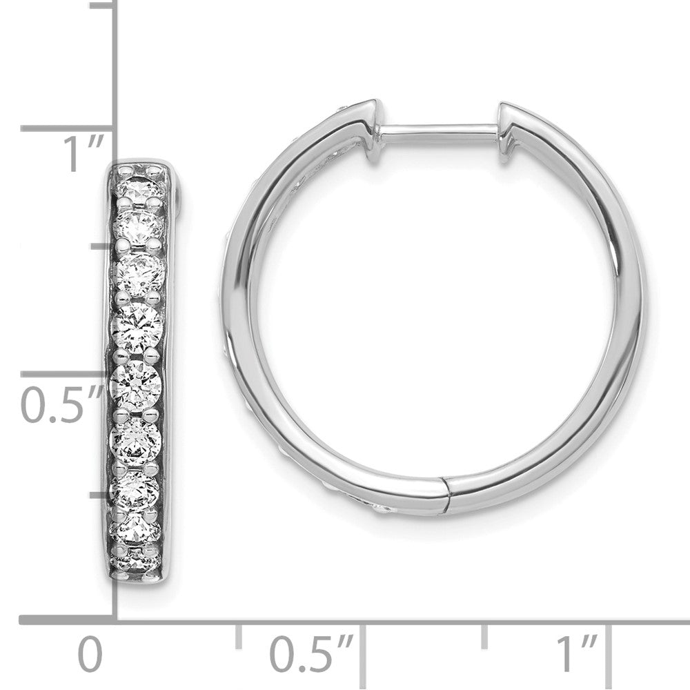 10k White Gold 1.25 carat Diamond Round Hinged Hoop Earrings