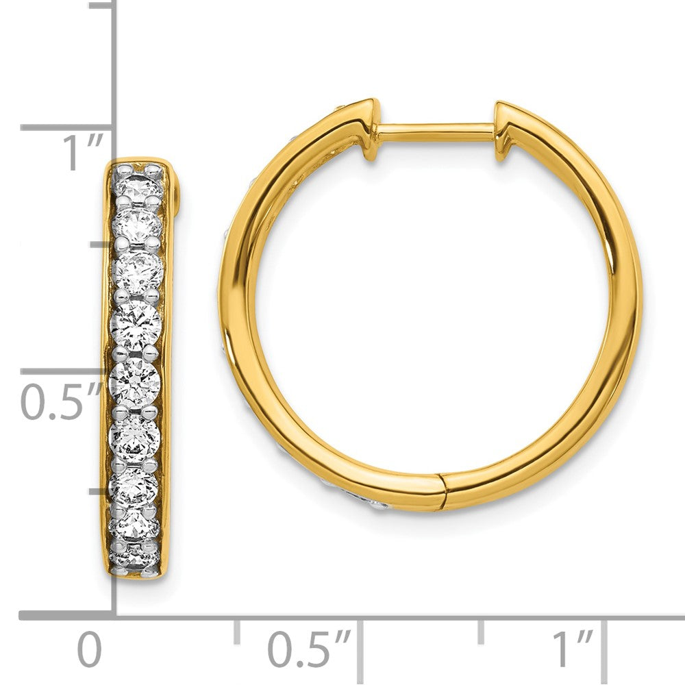 10k 1.25 carat Diamond Round Hinged Hoop Earrings