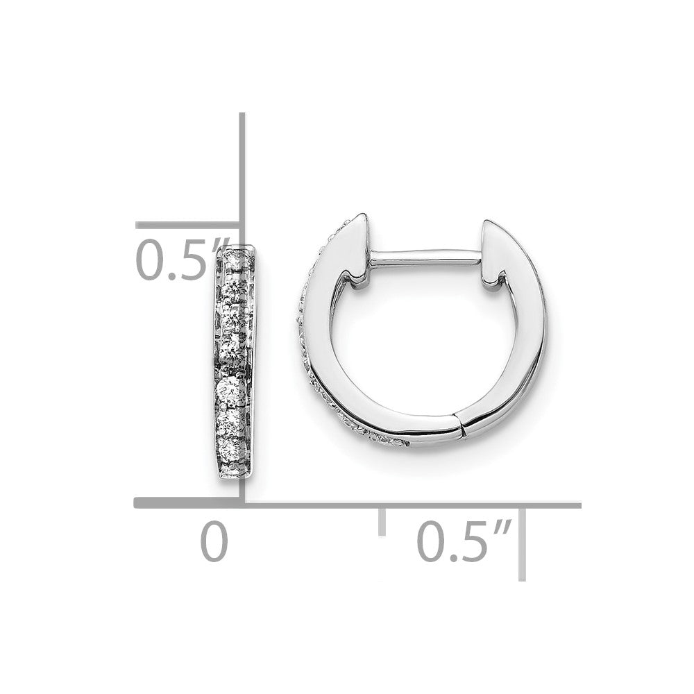 10k White Gold 1/6 carat Diamond Round Hinged Hoop Earrings