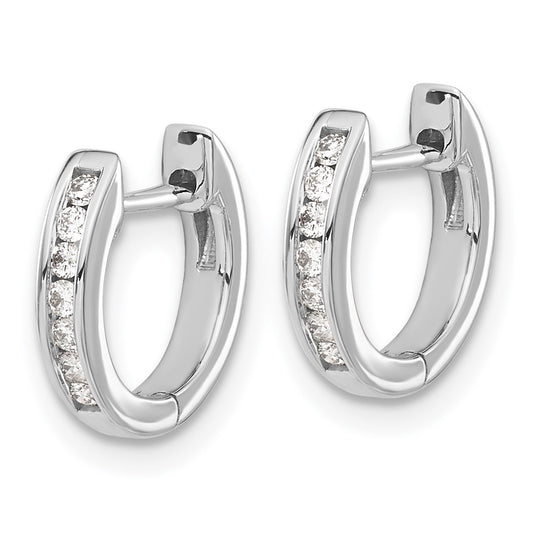 14k White Gold 1/8 carat Lab Grown Diamond VS/SI+ G+ Complete Hinged Hoop Earrings
