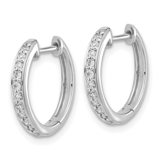 10k White Gold 1/4 carat Diamond Round Hinged Hoop Earrings