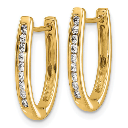 10k 1/4 carat Diamond Oval Hinged Hoop Earrings